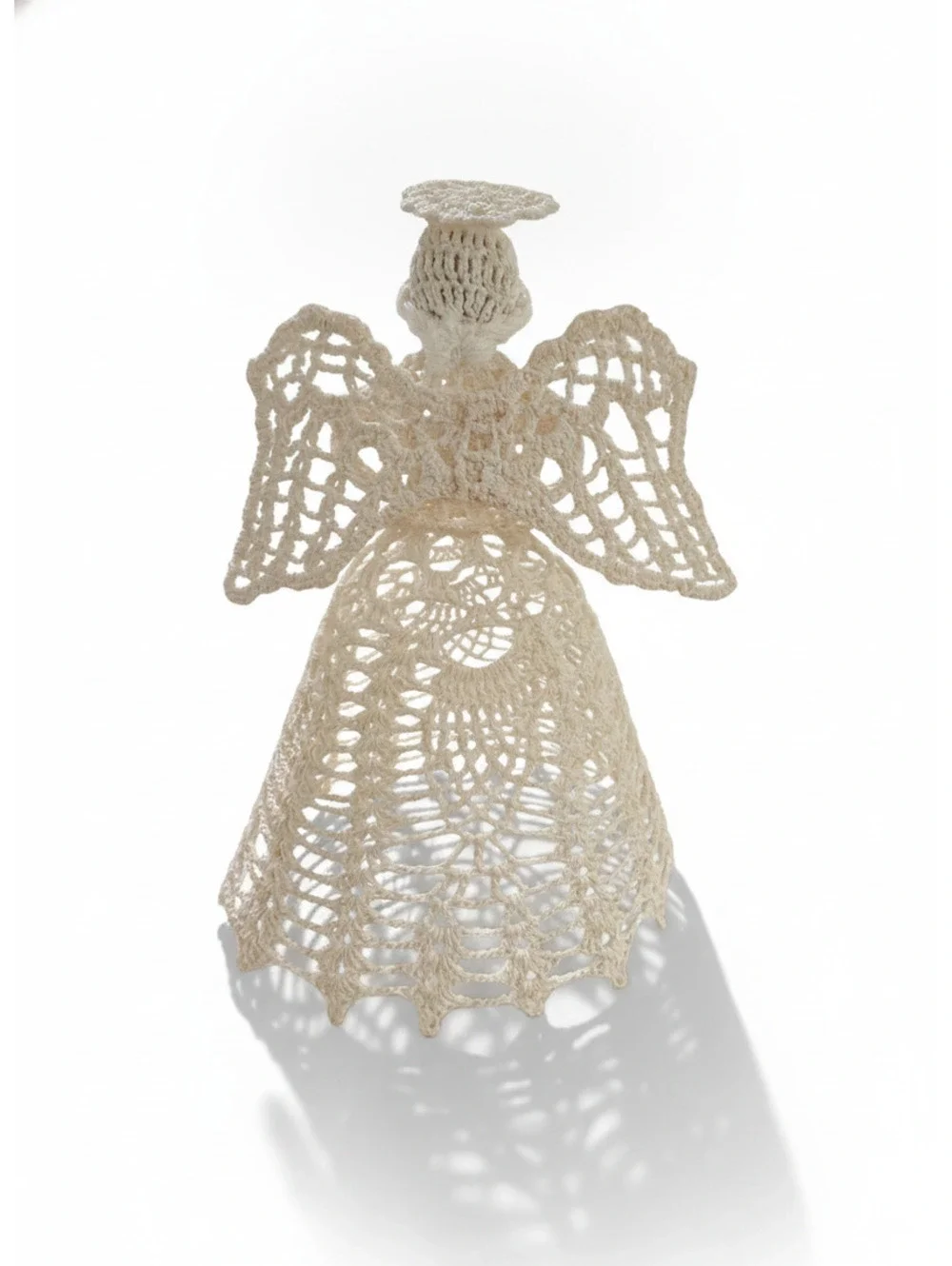 Vintage Hand-Crocheted Angel Tree Topper Decoration